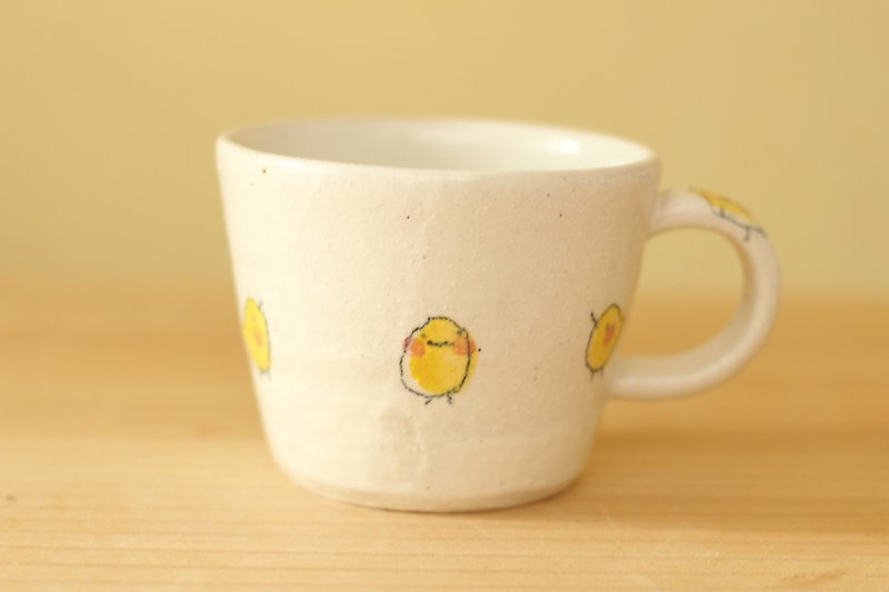 粉引きひよこのカップ。 - 花瓶/花器 - 陶 黃色