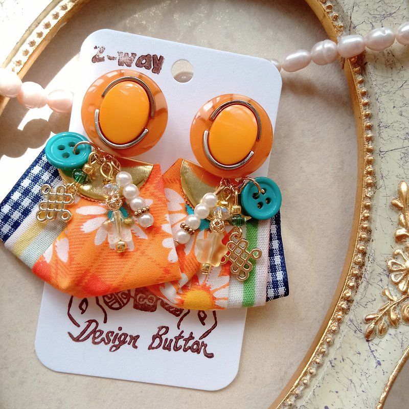 Orange Soda 2way Button Earrings - Earrings & Clip-ons - Other Materials 