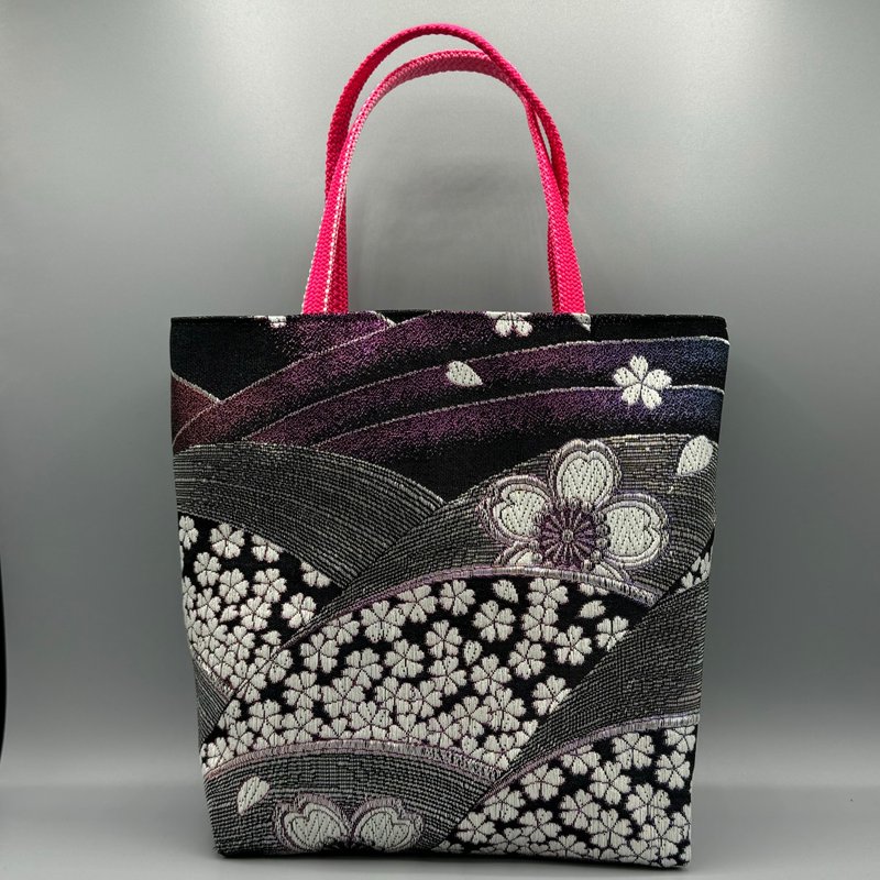 Kimono Obijime Remake Tote bag - Handbags & Totes - Silk Black