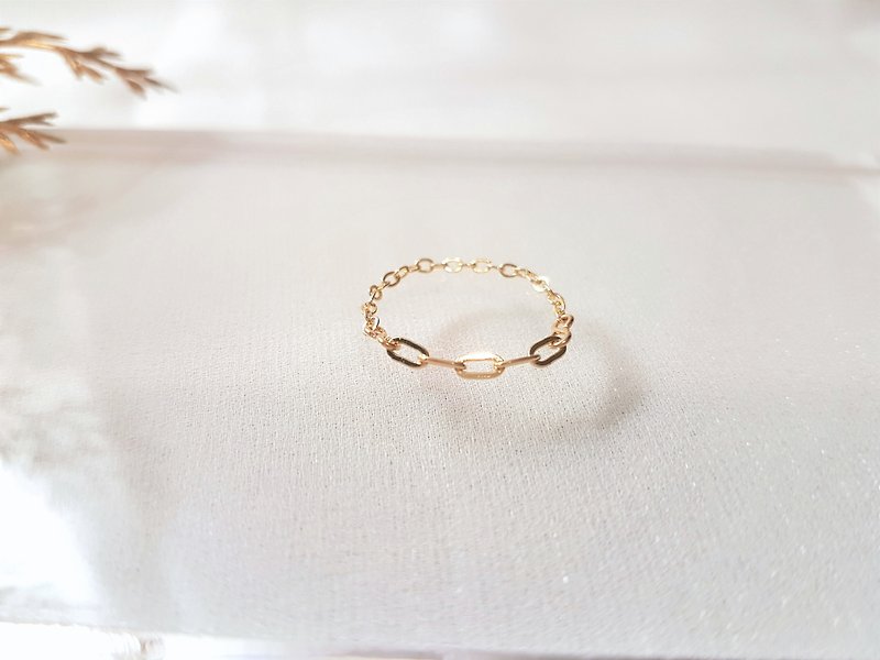 Oval Thick Chain Special Naked Chain Ring - แหวนทั่วไป - โลหะ สีทอง