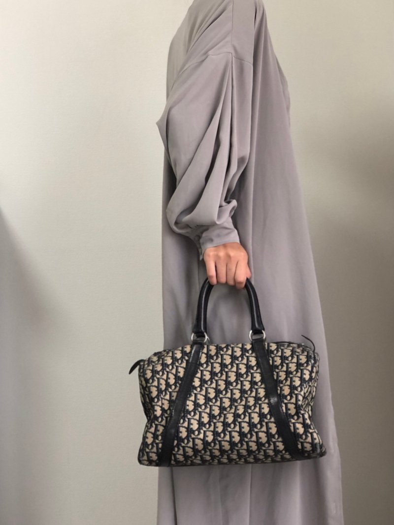 【 日本直送　名牌中古包 】Christian Dior クリスチャン ディオール トロッター ハンドバッグ ネイビー ジャガード ミニボストン 6524f6 - 手提包/手提袋 - 棉．麻 藍色