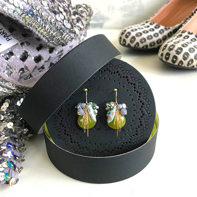 14KGF:Olive Jade Party -Continental- Earrings　-ピアス/イヤリング - 耳環/耳夾/耳骨夾 - 半寶石 綠色