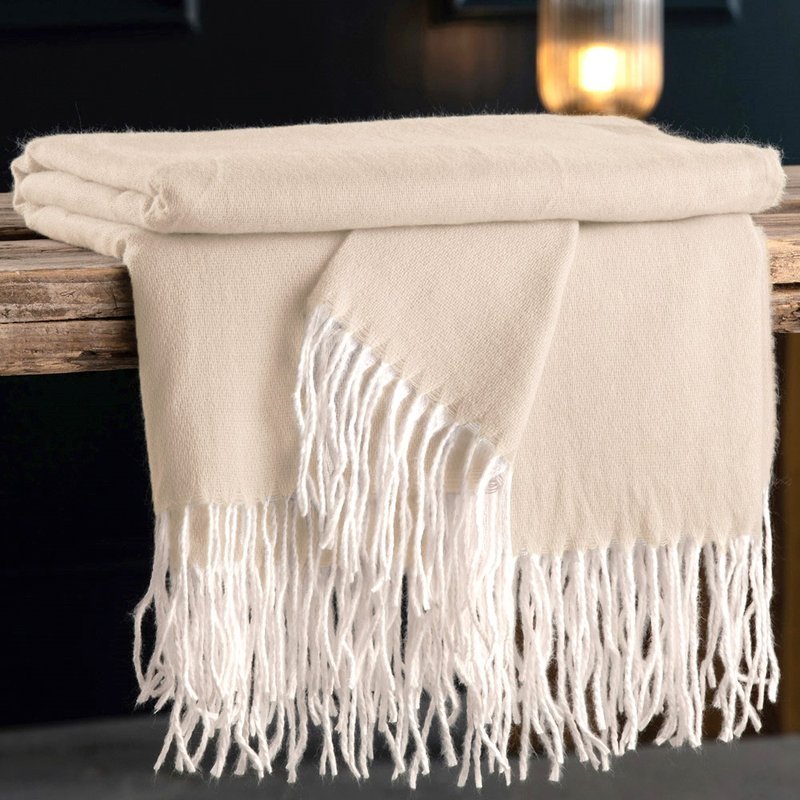 Ireland Galway Tassel Blanket Light Pink Skin 150x190cm - ผ้าห่ม - เส้นใยสังเคราะห์ สึชมพู