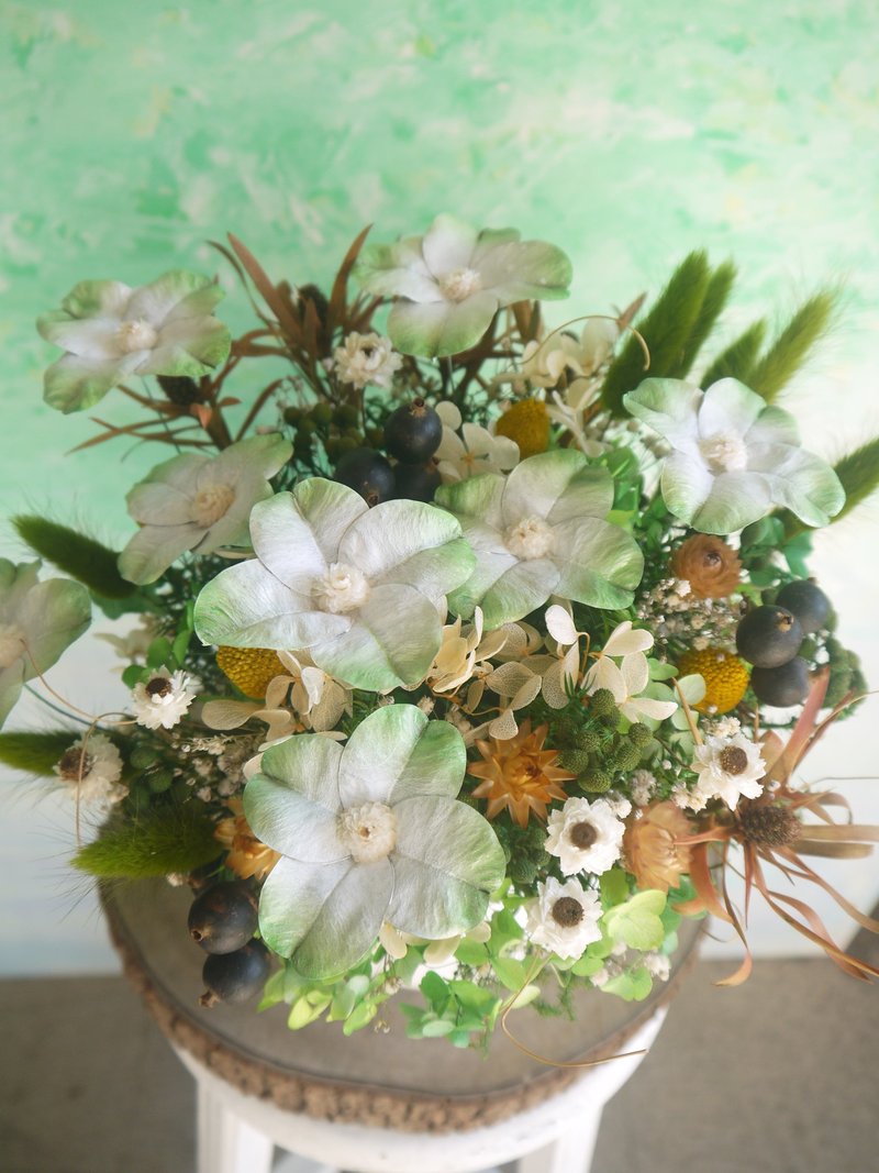 青菁湖畔.湖波綠色調.不凋花.索拉花.乾燥花.生日.告白.首選 - 乾燥花/永生花 - 植物．花 綠色