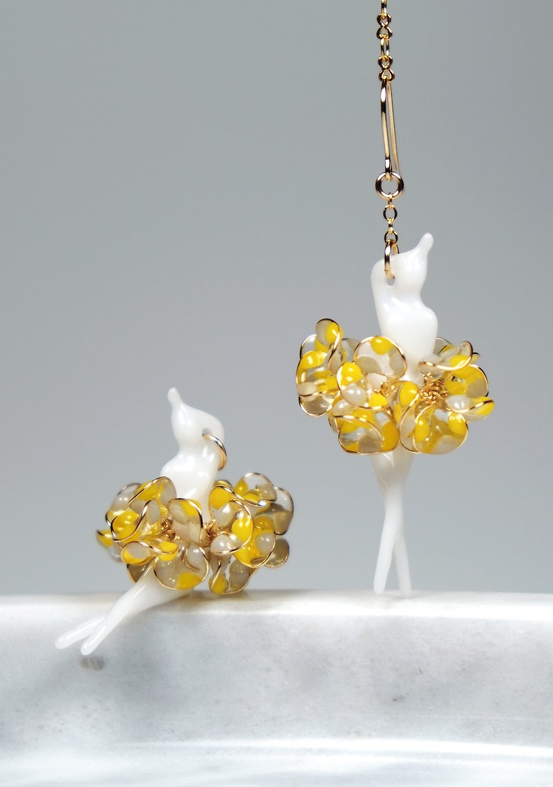 Golden Flow Handmade Jewelry Ballet Actress Series Earrings/Ear Clip NO.022 - Earrings & Clip-ons - Resin Yellow
