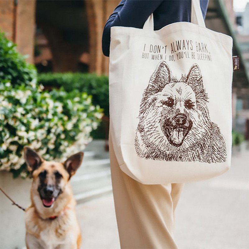 Pet green canvas bag German wolf dog SHEPHERD shopping bag tote bag - Handbags & Totes - Eco-Friendly Materials 
