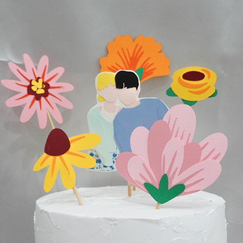 蛋糕花topper5個套裝/2種尺寸/特別的生日 Flower Cake Topper - 其他 - 紙 多色