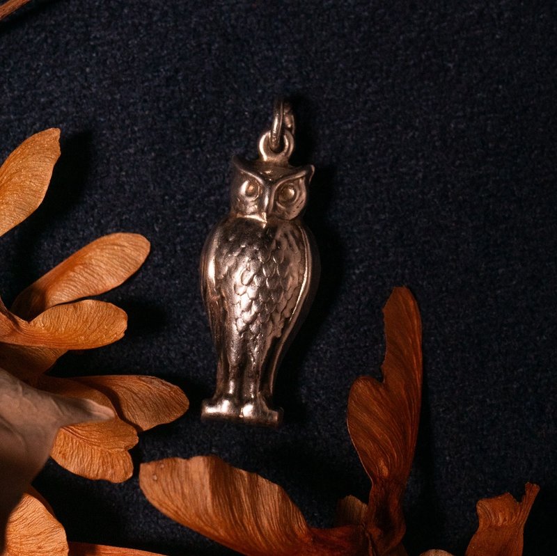 19世紀晚期 英國 維多利亞時代 貓頭鷹純銀吊墜 - 項鍊 - 純銀 銀色