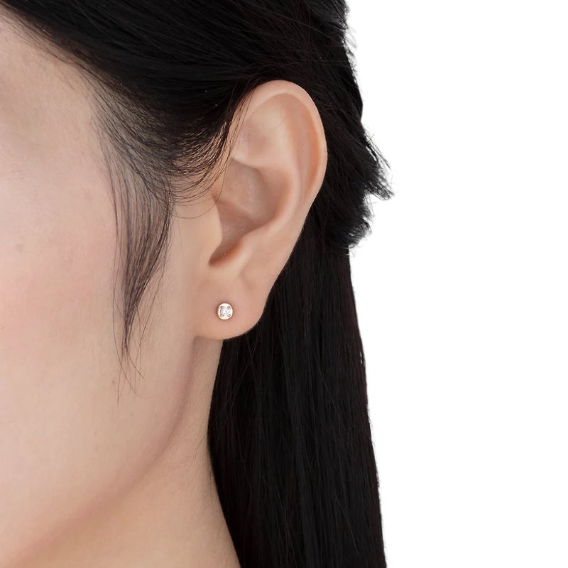 Japan MONATELIER | K10 (Gold) Natural Diamond Earrings【Elmer】 - Earrings & Clip-ons - Diamond Gold