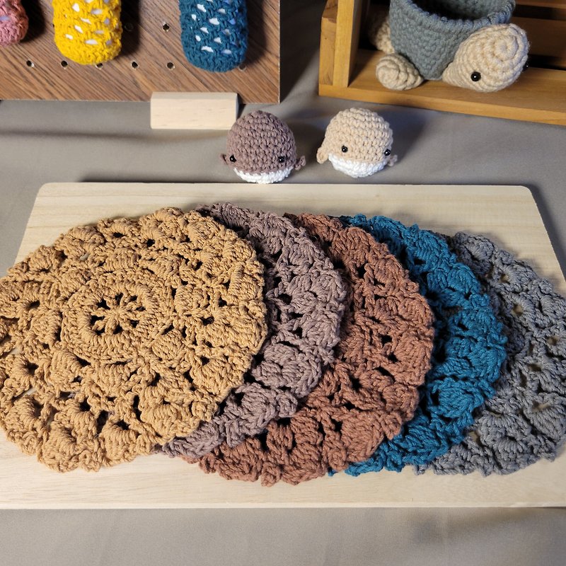 Cotton hand-crocheted round coaster multi-color customized - Coasters - Cotton & Hemp 