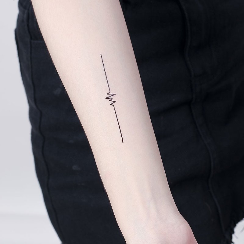 刺青紋身貼紙 / 心跳 線條 Surprise Tattoos - 紋身貼紙 - 紙 黑色
