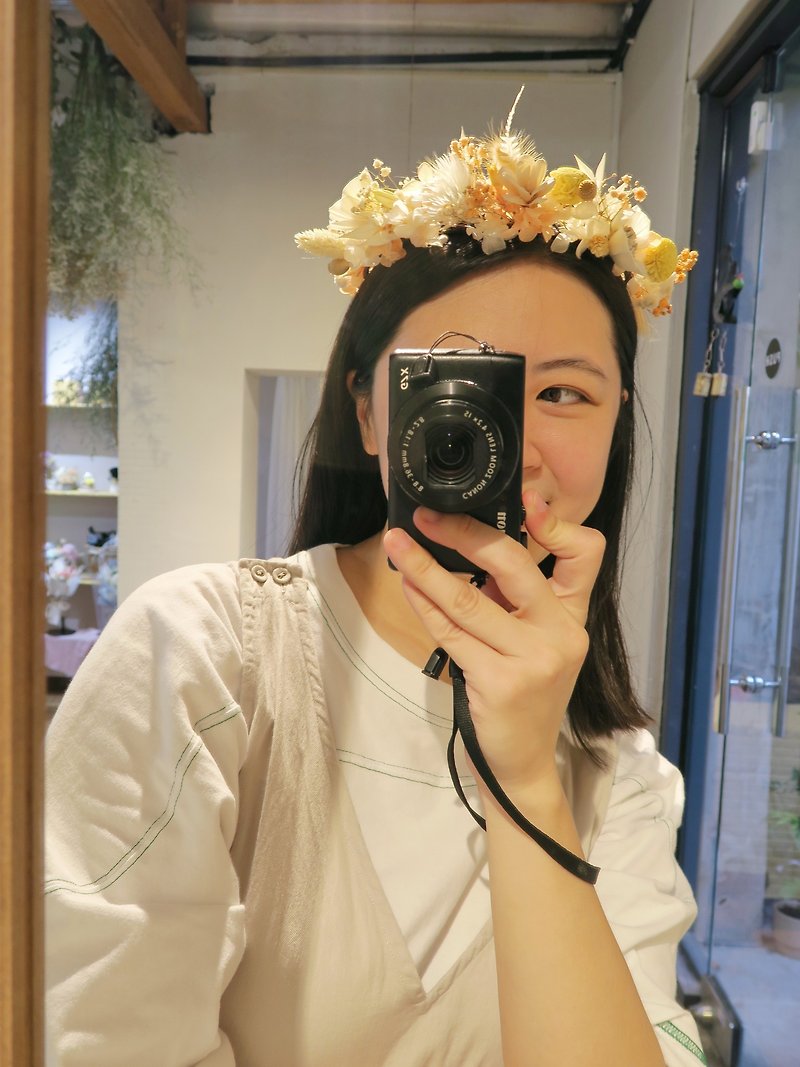 Become a fairy in a second / head crown flower bridal corolla wreath dry flower fairy wind wedding small - Dried Flowers & Bouquets - Plants & Flowers Yellow