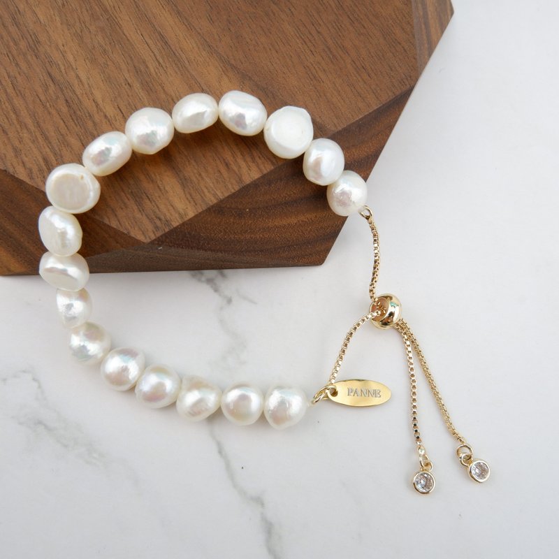 Freahwater Pearl Silder Bracelet - 手鍊/手環 - 珍珠 白色