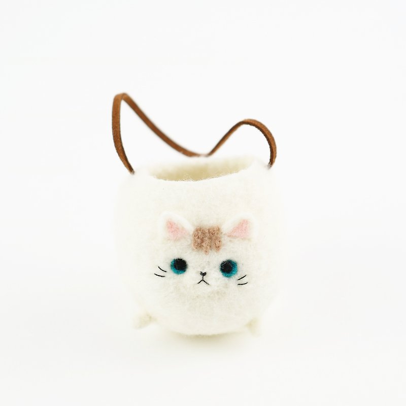 Chubby White Cat Storage Ball/Small Potted Plant - Plants - Wool 