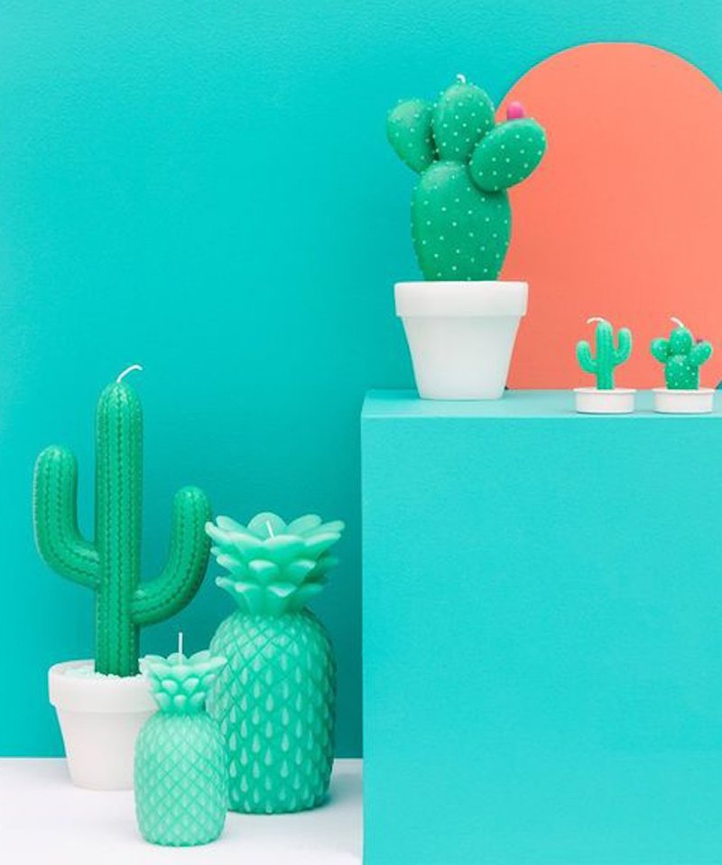 【Party Goods】SUNNYLIFE Small Broadleaf Cactus Candle - เทียน/เชิงเทียน - ขี้ผึ้ง 