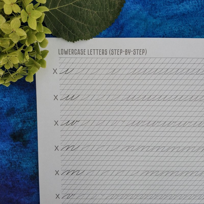 Printable A4 Spencerian Script Lowercase letters for Beginners 5mm Worksheets - 手工藝教學/工具書 - 其他材質 