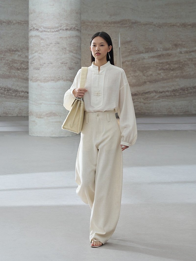 Zen Pāra Improved New Chinese Shirt - Women's Shirts - Other Materials White