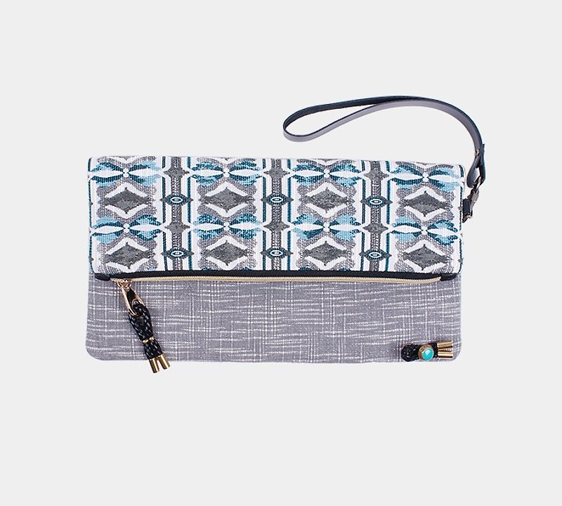 Rhapsody (cool water) fold over clutch - Other - Other Materials Blue