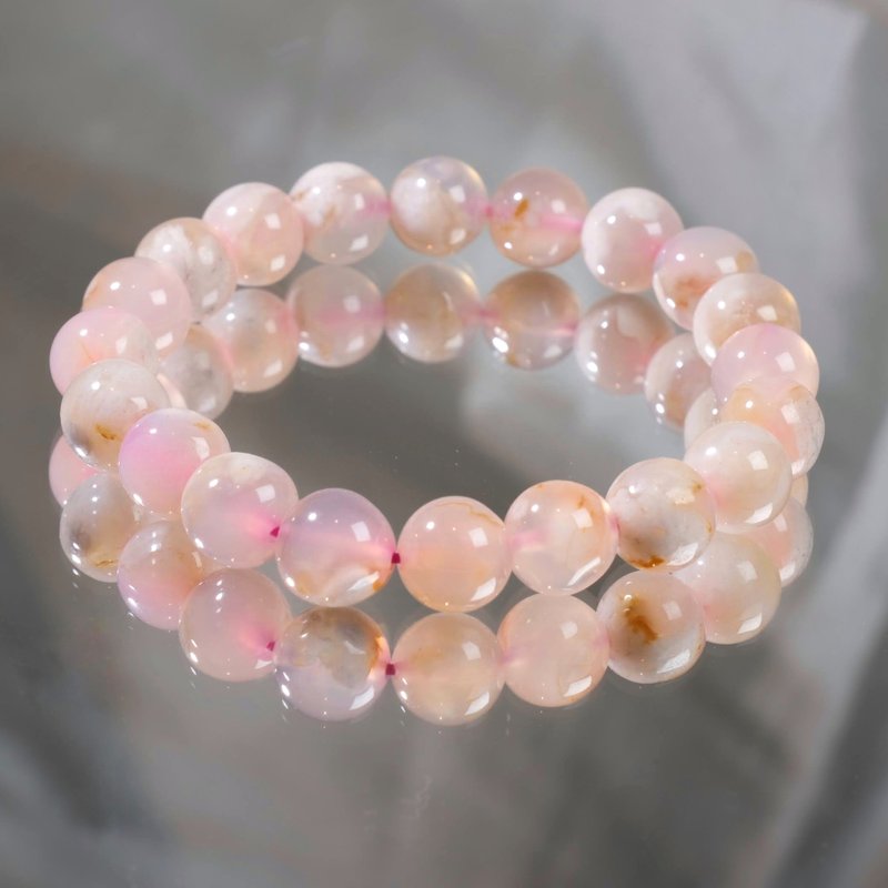 #567 One picture, one object/9.5mm cherry blossom agate crystal bracelet ore bracelet to aid sleep and balance energy - สร้อยข้อมือ - คริสตัล สึชมพู