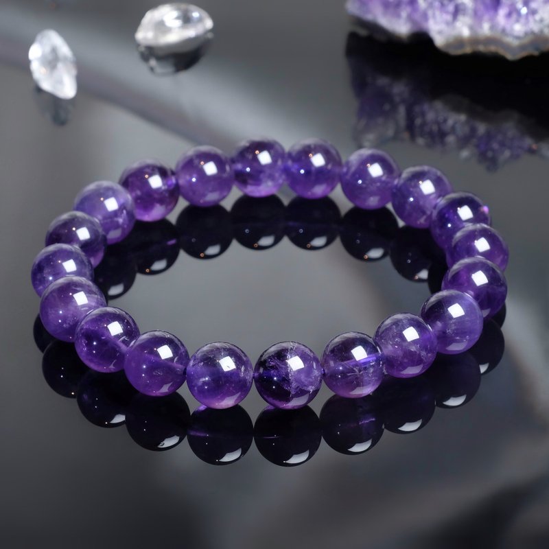 9mm/10mm Uruguayan Amethyst Bracelet Crown Chakra Emotion Popularity Love Stable Relationship - สร้อยข้อมือ - คริสตัล สีม่วง