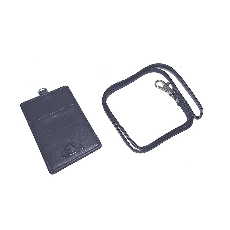 Dogyball City Shoes Christmas Exchange Gift Simple Leather Ornament Identification Card Detachable Card Case Navy Blue - ที่เก็บนามบัตร - เส้นใยสังเคราะห์ สีน้ำเงิน