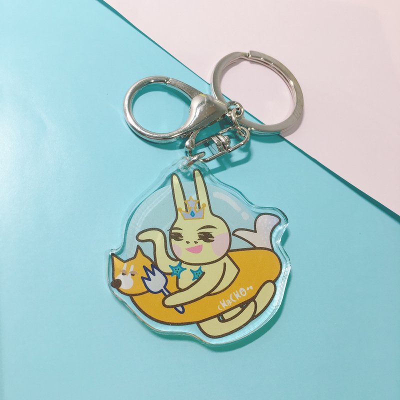 Acrylic Keyring | Mermaid Nostril Rabbit - Summer Coolness - Keychains - Acrylic Blue