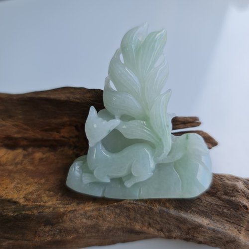 緣圓翡翠 芙蓉種九尾狐吊墜 | 天然緬甸玉A貨翡翠