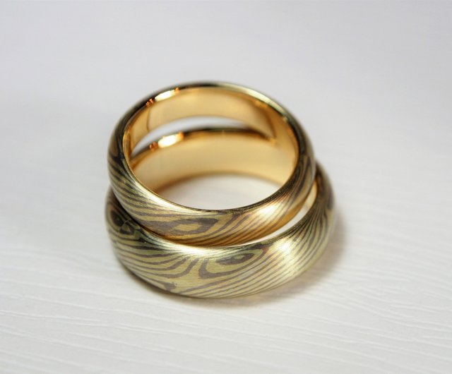 Element47 Jewelry studio~ Karat gold mokume gane wedding ring 11