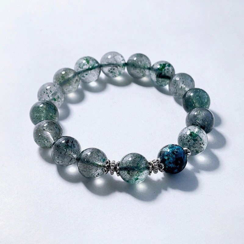 Natural mineral green mica 11 mm American green pine bracelet - Bracelets - Gemstone Green