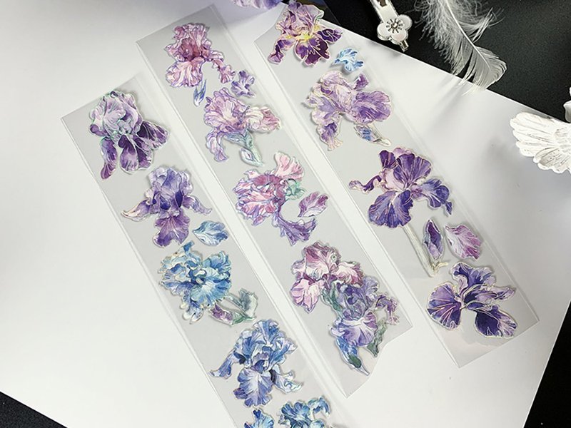 鳶尾 いちはつ PET 紙膠帶 鐳射銀 - 紙膠帶/和紙/PET - 塑膠 多色