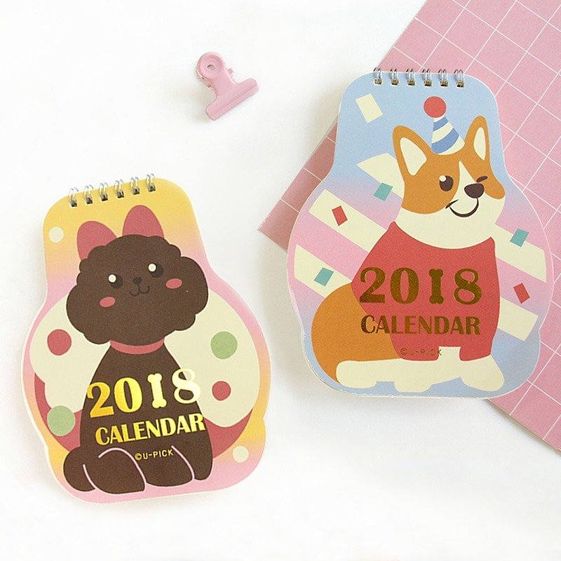 UPICK original life kraft paper color printing flip desk calendar cute Keji small teddy - ปฏิทิน - กระดาษ 