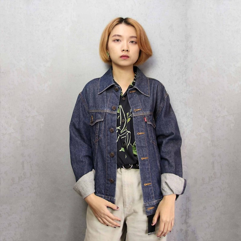 Tsubasa.Y ancient house A08 vintage denim jacket, denim denim jacket for men and women can wear - Women's Casual & Functional Jackets - Other Materials Blue