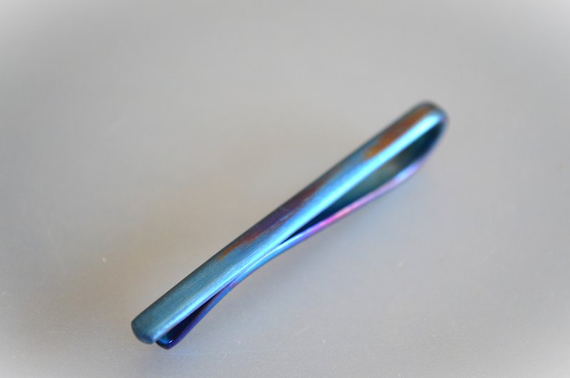 Titanium tie bar, pure titanium tie pin = matte blue 52mm C = - Ties & Tie Clips - Other Metals Blue