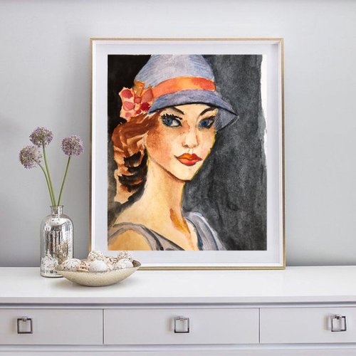 絵画 水彩画 アンティーク 額装 イギリス 1920年代 アールデコ