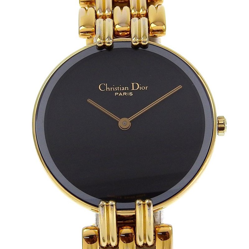 【日本直送】クリスチャンディオール Dior バキラ 腕時計 46154-3 金メッキ クオーツ アナログ表示 黒文字盤 レディース【中古】 - 女錶 - 其他金屬 黑色