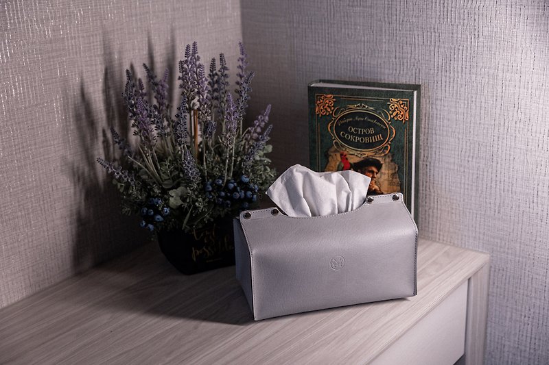 Mercury tissue Tissue Box- German imported recycled leather - Tissue Boxes - Other Materials Gray