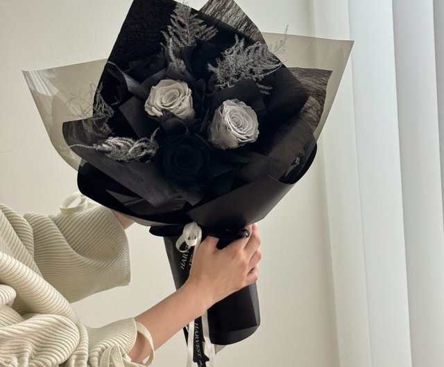大きな 花束 ring ( black ) ブラック永遠のバラの花束 - バレンタインデーの花束/パーソナライズ