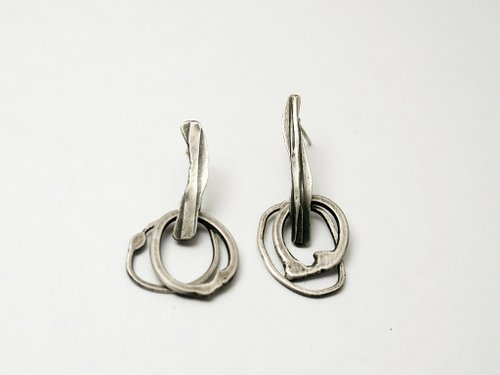 YUNSHAO Jewelry 老歪創作室 【Line 系列】 #a298 隨興線條耳環-金工手作銀飾