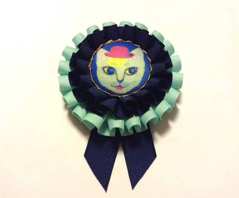 Rosette brooch - Brooches - Polyester Blue