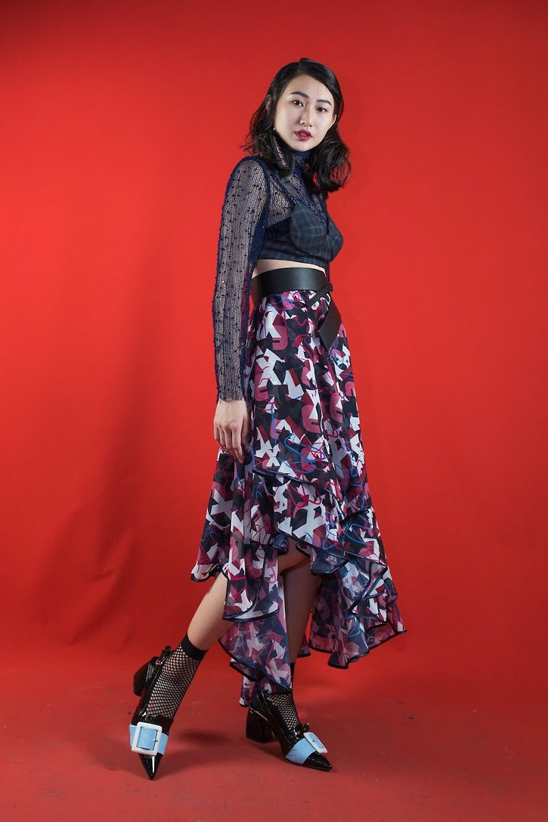printed asymmetrical chiffon skirt - Skirts - Polyester Multicolor