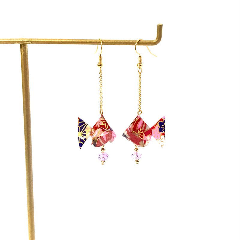 [SGS Inspection Passed] Japanese Origami Series Earrings - Goldfish Style (Limited Color) - ต่างหู - กระดาษ หลากหลายสี