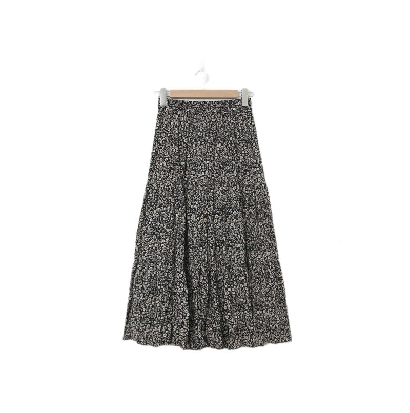 Back to Green-復古長裙 黑底 白碎花 M-31//vintage skirt - 裙子/長裙 - 棉．麻 