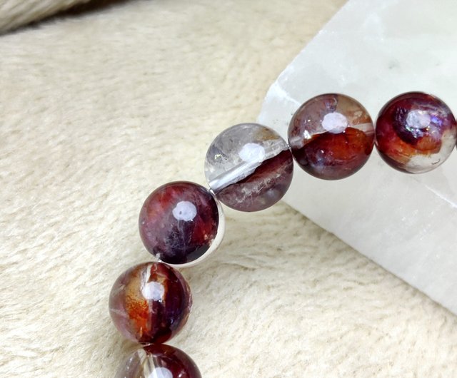 深紅紅膠花Hematoid Quartz 手串手鍊天然水晶8mm 9mm Double W