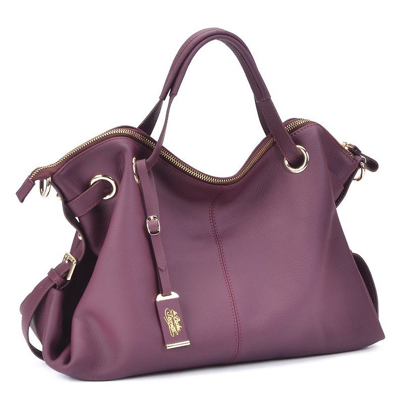 La Poche Secrete: Girl smiling will pack _ _ temperament lotus hand shoulder leather bag _1912N - Messenger Bags & Sling Bags - Genuine Leather Purple