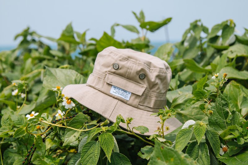 Fishermen's Bucket Hat Drawstring hat - Khaki Brown spot │ - หมวก - ไฟเบอร์อื่นๆ สีกากี