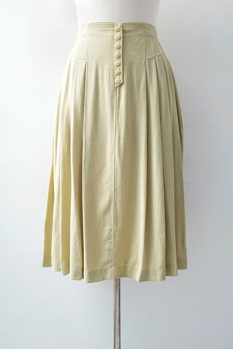 Banana Flyin '| vintage | Japan Shimokitazawa plain wild girl-breasted skirt - กระโปรง - ผ้าฝ้าย/ผ้าลินิน 