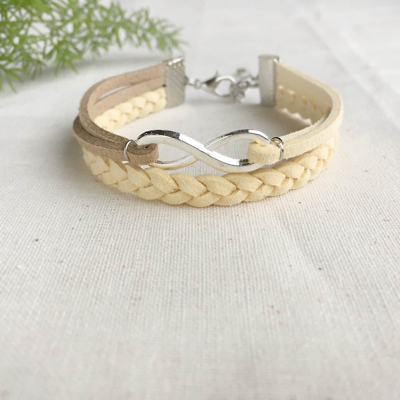 Handmade Double Braided Infinity Bracelets –vanilla coco - สร้อยข้อมือ - วัสดุอื่นๆ สีกากี