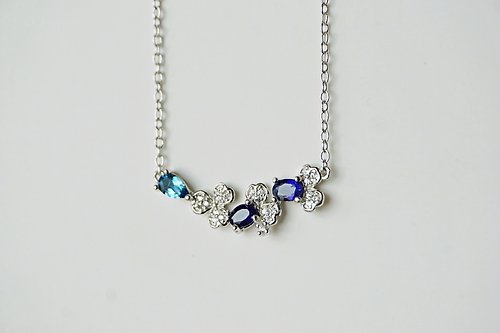 roseandmarry Natural Blue sapphire and london topaz Necklace Silver 925.