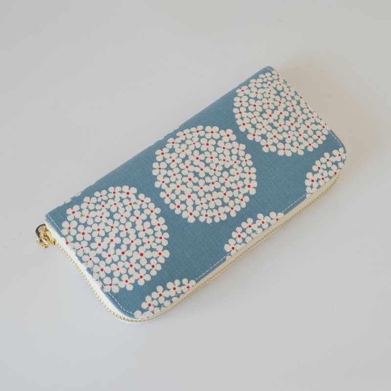 Hydrangea Fabric Wallet-Long Clip/Wallet/Gift-Other Colors Can Be Changed - กระเป๋าสตางค์ - ผ้าฝ้าย/ผ้าลินิน 