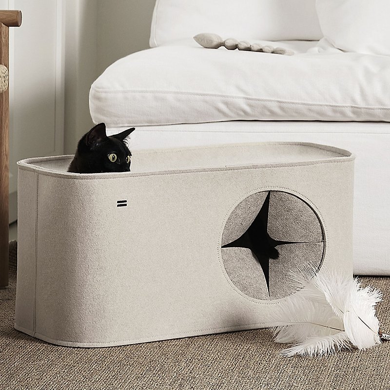 Miaut Meow Nest iF Design Award Cat Nest Accompanies the owner to rest, hide and play - ของเล่นสัตว์ - วัสดุอื่นๆ สีเทา